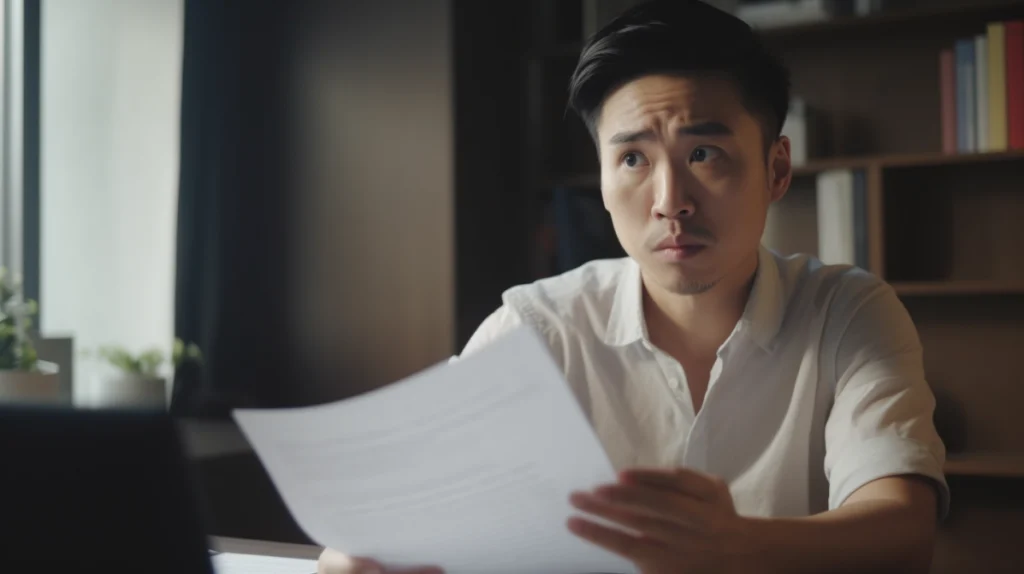 悩んでいる様子